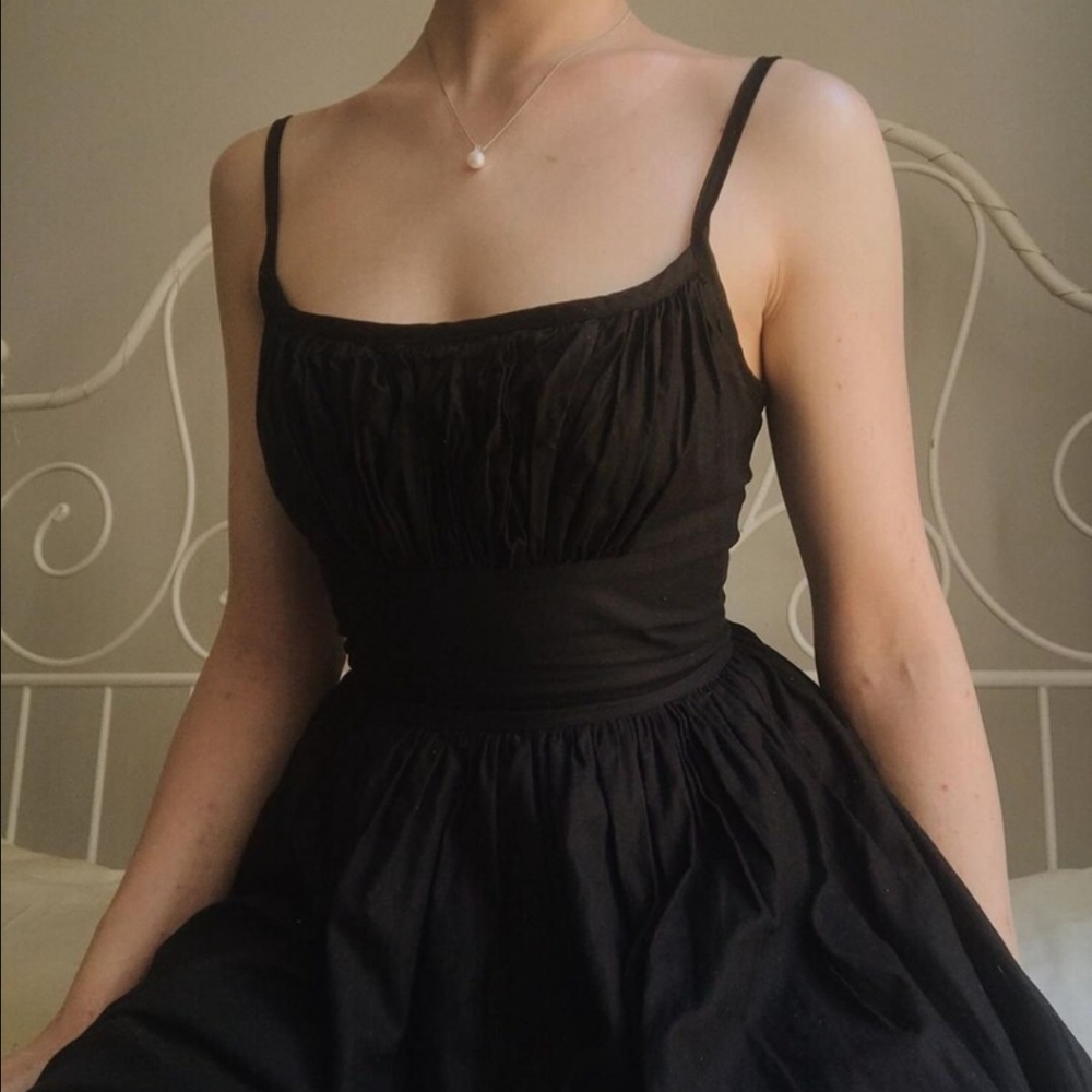 Heartsandfound Grace Dress In Raven Black Cotton